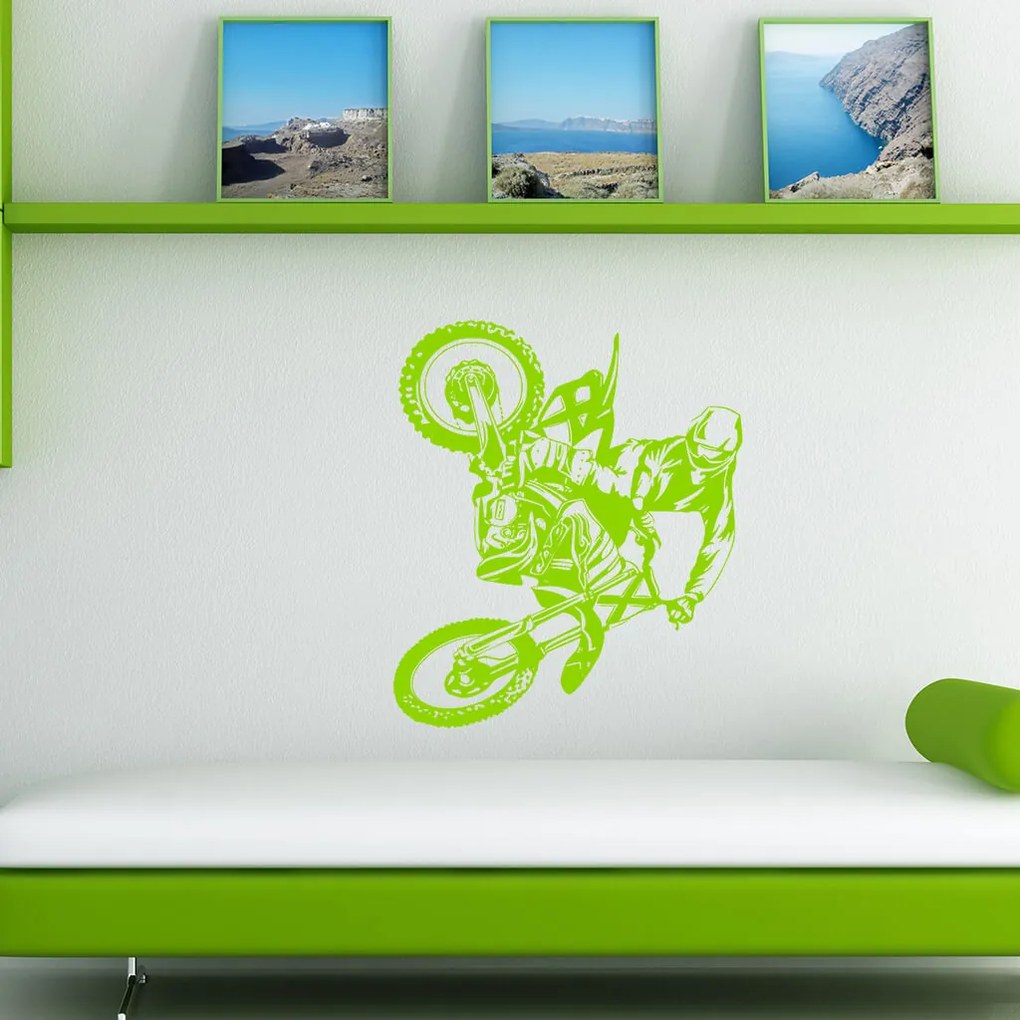 Veselá Stena Samolepka Motokros Farba: růžová, Veľkosť: 80 x 98 cm