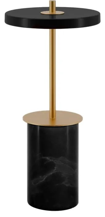 Čierna mramorová LED stolová lampa so stmievačom s kovovým tienidlom (výška 25,5 cm) Asteria Move Mini – UMAGE