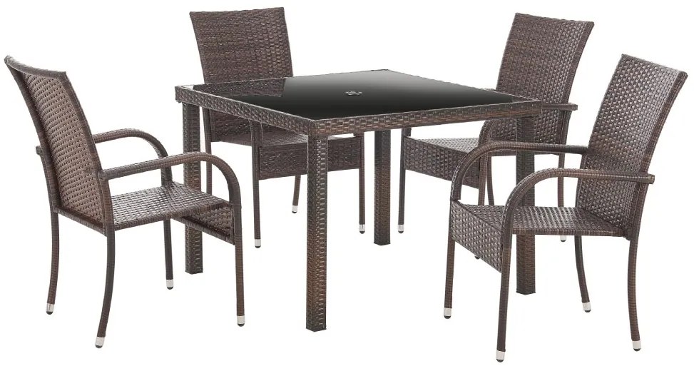 5dielny záhradný jedálenský ratanový set BestBerg Capri BBRF-17785BR / hnedá