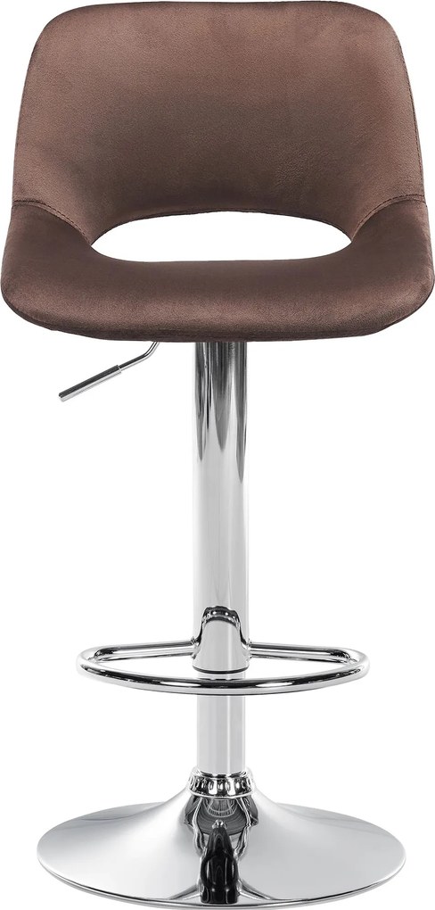Barová stolička Camden - zamat, chróm rám - Hnedá