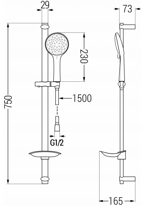 Mexen Sabre DB74 sprchový set, chróm - 72104DB74-00