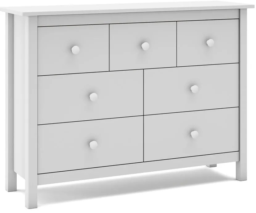 Biela nízka detská komoda z borovicového dreva 110x80 cm Max – Marckeric