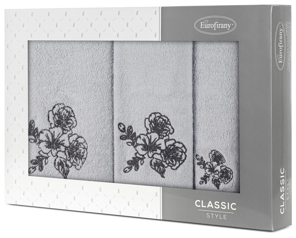 FROTÉ UTERÁK MELANI SADA 1KS 30X50 CM, 1KS 50X90 CM, 1KS 70X140 CM STRIEBORNÁ