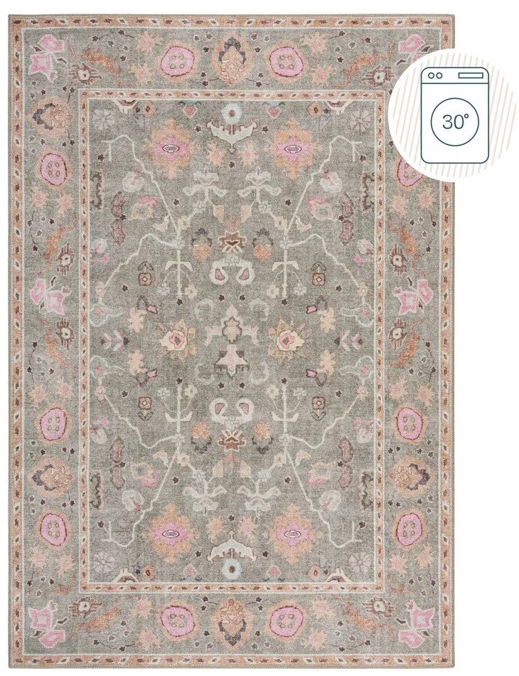Svetlozelený prateľný koberec 190x290 cm Una Floral – Flair Rugs