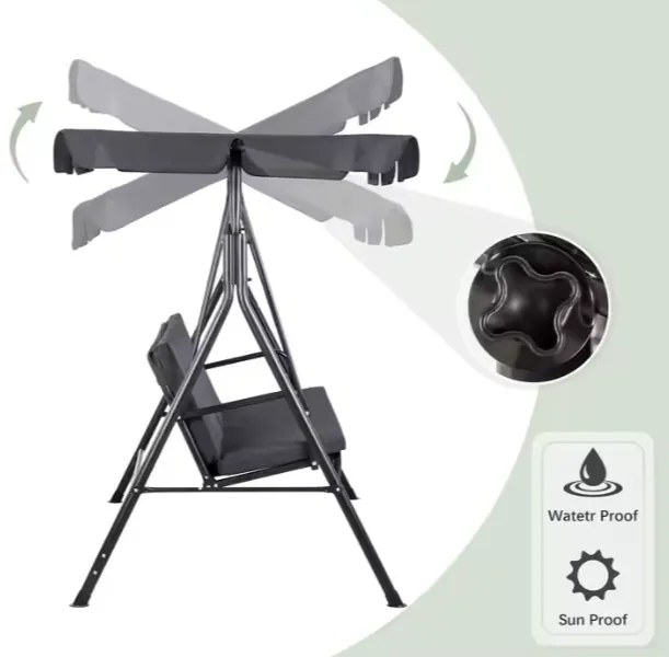 Lean Záhradná hojdačka sivá – 250kg, 2 vankúše