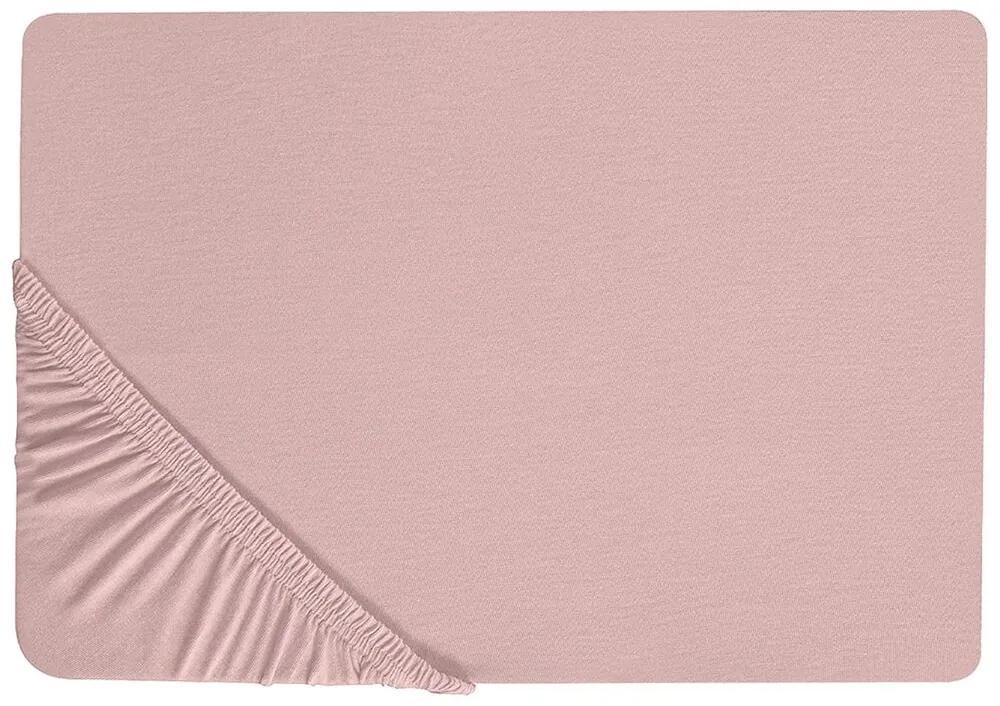 Bavlnená posteľná plachta 180 x 200 cm ružová HOFUF Beliani