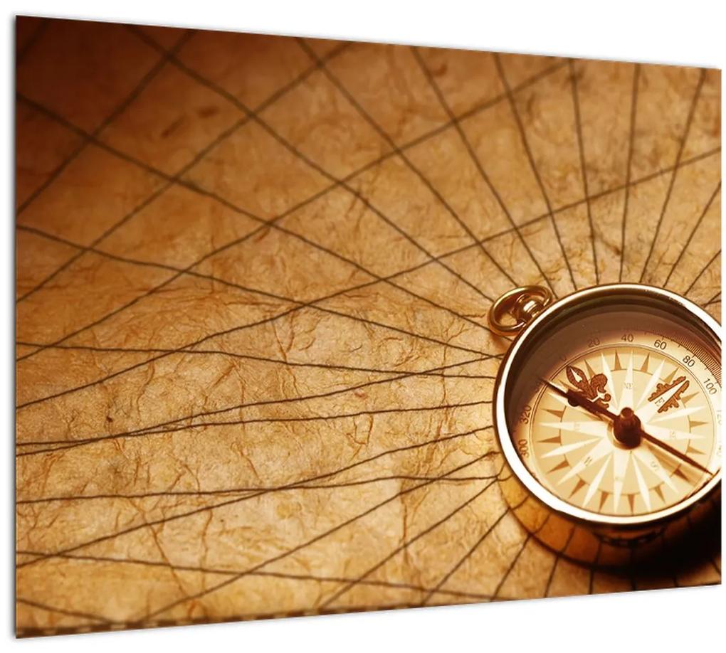 Sklenený obraz - Kompas (70x50 cm)