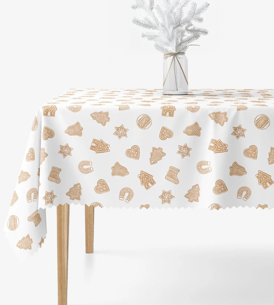 Goldea vianočný hranatý teflónový obrus - perníčky 100 x 140 cm