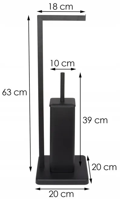 Držiak toaletného papiera s WC štetkou - čierny