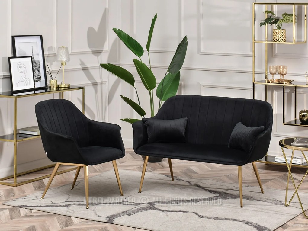 Pohovka Osmol S (čierna + zlatá). Akcia -21%. Vlastná spoľahlivá doprava až k Vám domov. 1111415