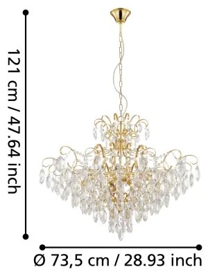 Eglo 39606 - Luster na reťazi FENOULLET 9xE14/25W/230V zlatá