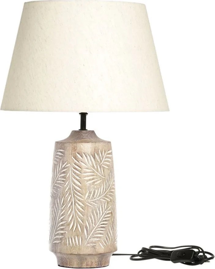 Stolová lampa s drevenou základňou a ľanovým tienidlom Popp - 37*57 cm/ E27