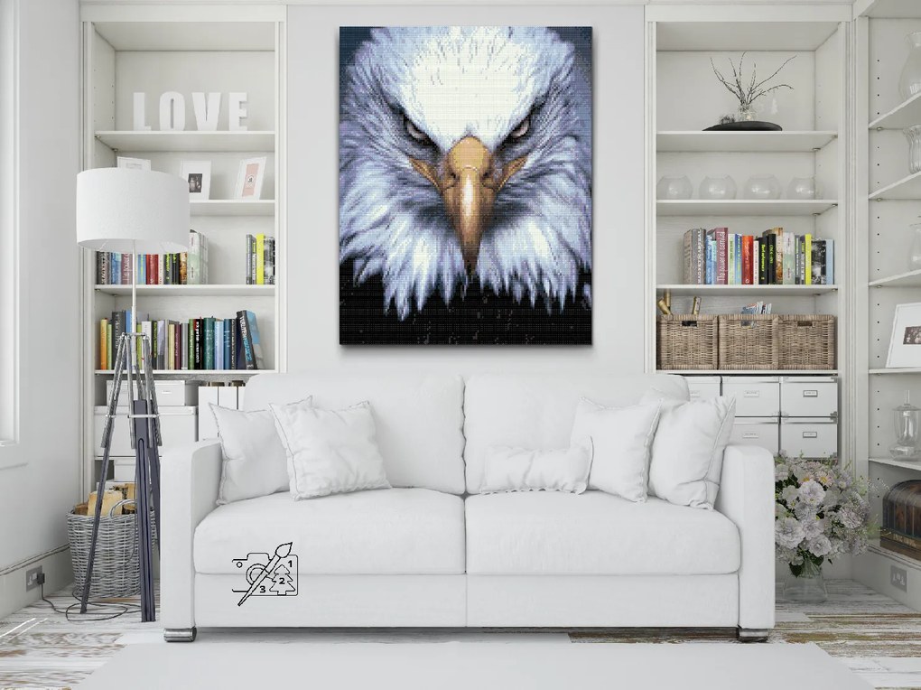 Gario Diamantové maľovanie Hlava orla Rozmery: 40 x 50 cm, Rámovanie: S vnútorným rámom, Diamanty: Štvorcové