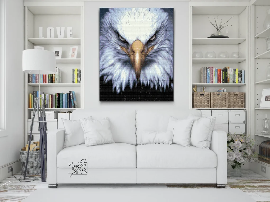 Gario Diamantové maľovanie Hlava orla Rozmery: 80 x 100 cm, Rámovanie: S vnútorným rámom, Diamanty: Okrúhle