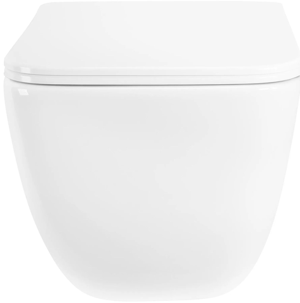 Rea Dexter, závesná WC misa Rimless Tornado 515x365x350 mm + WC sedadlo z duroplastu, biela lesklá, REA-C1278