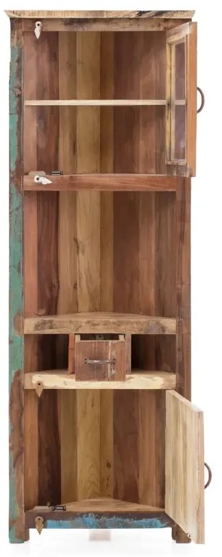 furniture-nabytek.cz - Masívny rohový vysoký šatník Sumana z recyklovaného dreva, lakovaný, hnedý – 65×30×185 cm