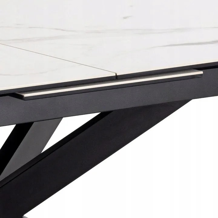 Jedálenský rozkladací stôl Irwine 168/210 cm biely mramor/čierny
