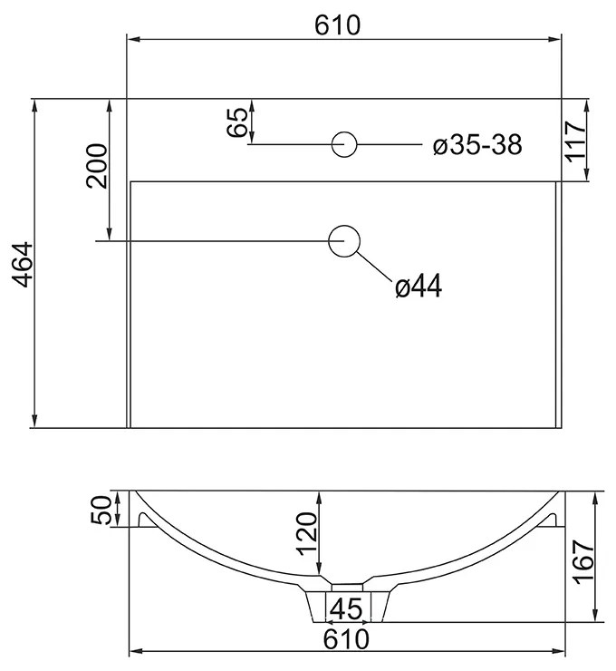 Mereo Mereo, Opto, kúpeľňová skrinka s umývadlom z liatého mramoru, 61 cm, biela, dub, biela/dub, čierna, MER-CN920M