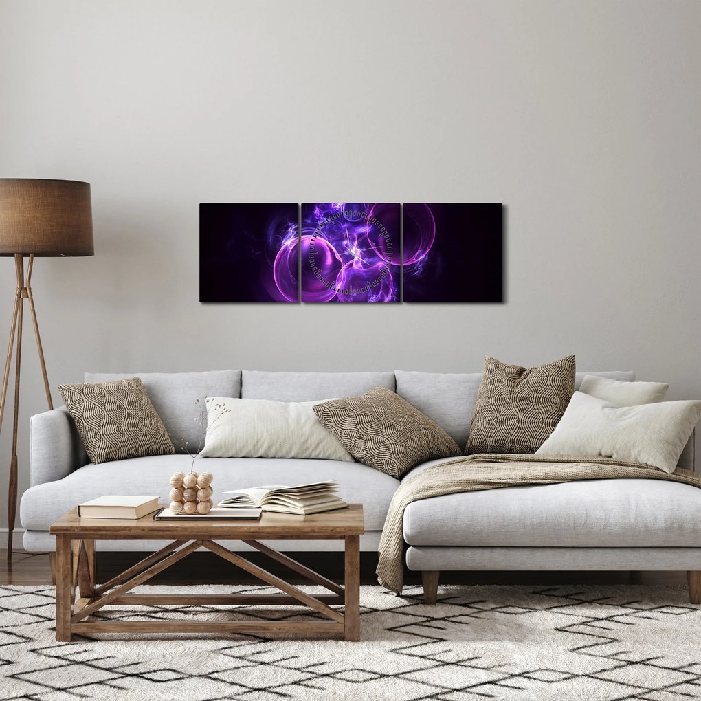 Abstraktný obraz bublín (s hodinami) (90x30 cm)