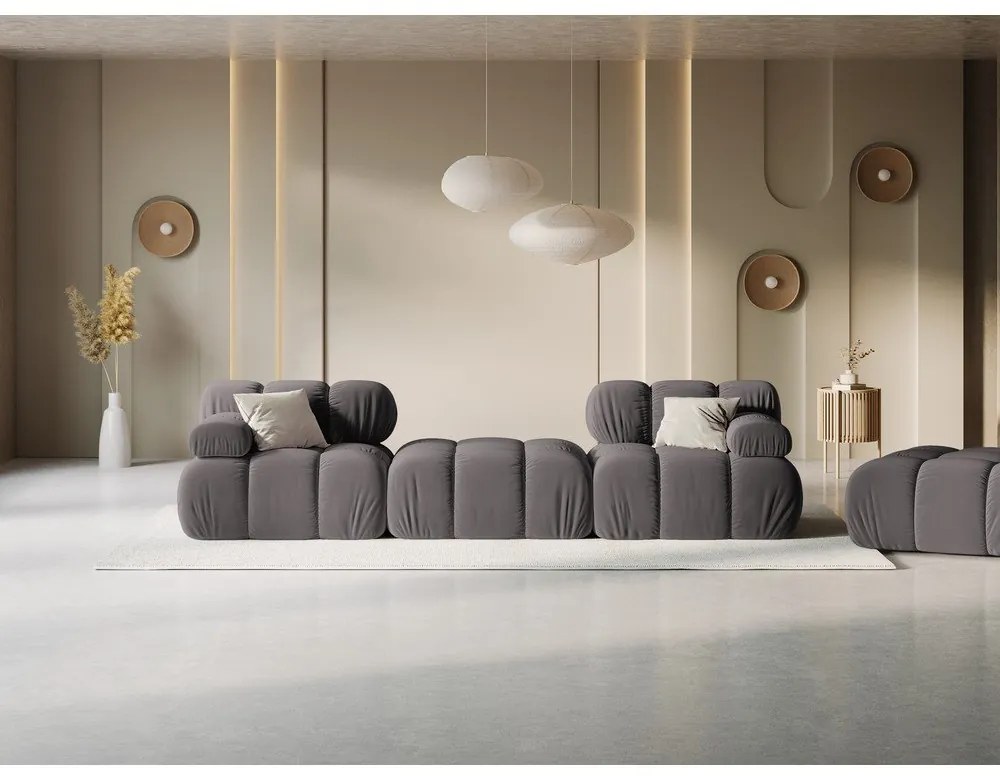 Tmavosivá zamatová rohová pohovka Bellis – Micadoni Home