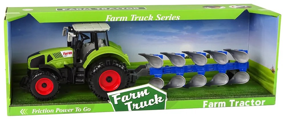 Lean Toys Traktor s pluhom na trecí pohon