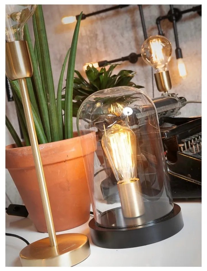 Čierna stolová lampa so skleneným tienidlom (výška 30 cm) Seattle – it's about RoMi