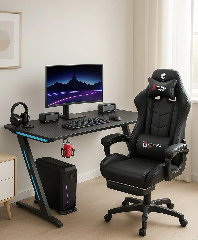 Herný stôl s podsvietením BG04 čierny 120 cm