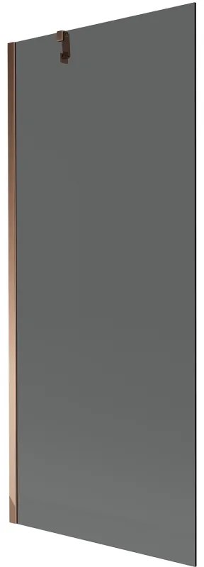 Mexen Next, vaňová zástena 1-krídlová 80 x 150 cm, fixné krídlo, 6 mm šedé sklo, ružové zlato profil, 895-080-000-00-40-60