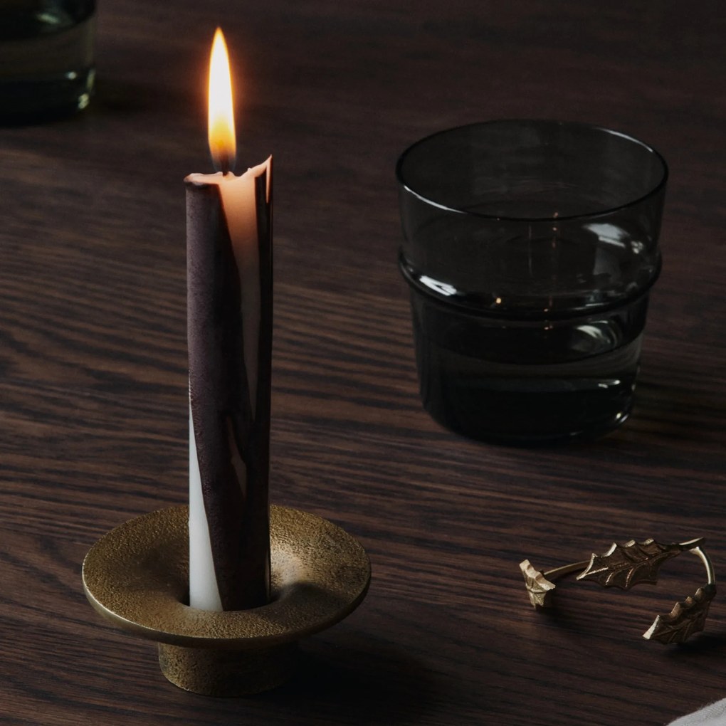 Ferm Living Kovový svietnik Soothe Brass Finish Ø 8 cm