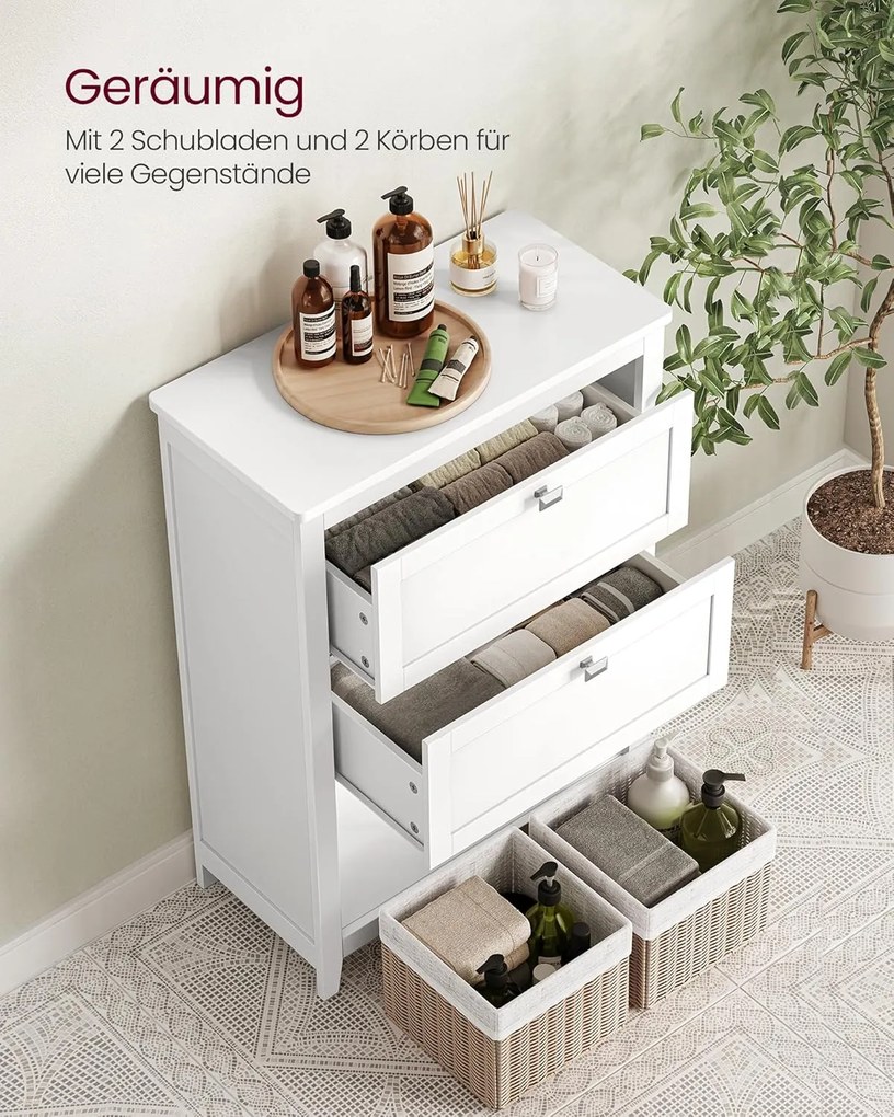 Kúpeľňová skrinka s 2 zásuvkami 30 × 60 × 80 cm, biela