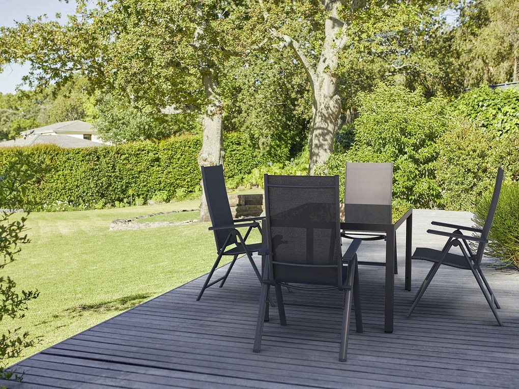 LIVARNO home Súprava záhradného hliníkového nábytku Houston, čierna, 5-dielna - 1 stôl + 4 kreslá (800001743)
