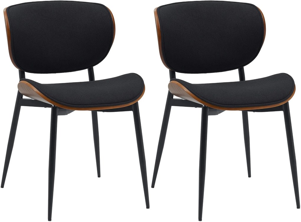 Set 2 jedálenských stoličiek Enid - látka - orech/čierna