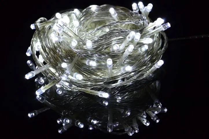 Nexos 2138 Vianočné LED osvetlenie 10m s časovým spínačom - studeno biele, 100 diód