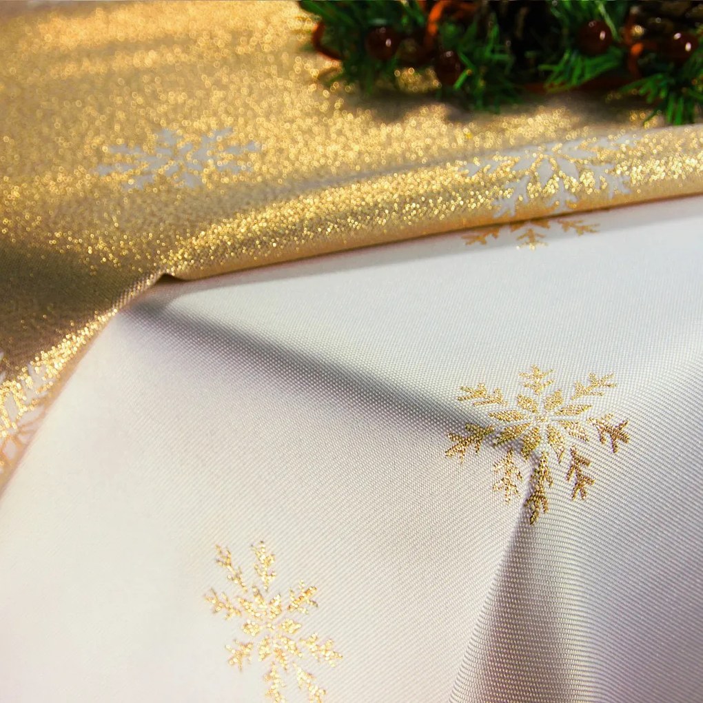 Dekorstudio Luxusný Vianočný obrus s vločkami - zlatý SW13 Rozmer obrusu (šírka x dĺžka): 120x160cm