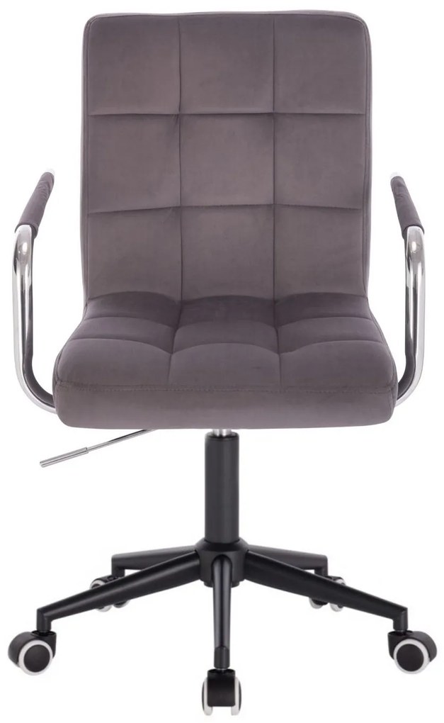 LuxuryForm DESIGN Stolička VERONA VELUR na čiernej podstave s kolieskami - tmavo šedá