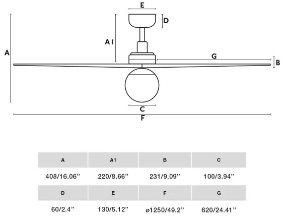 FARO 34283WT-11L+Str. ventilátor KLIMM 1xE27/15W/230V borovica/čierna pr.125 cm