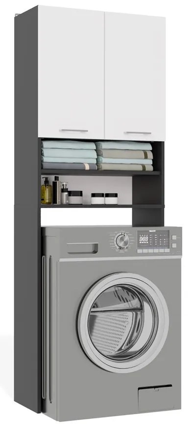 Kúpeľňová skrinka nad práčku POLA DK biela/antracitová