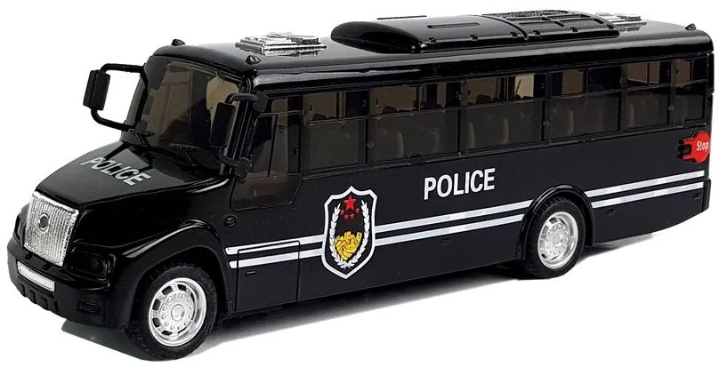 LEAN TOYS Policajný autobus so zvukovými efektami čierny