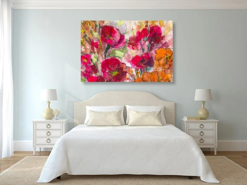 Obraz maľované kvetinové zátišie - 120x80