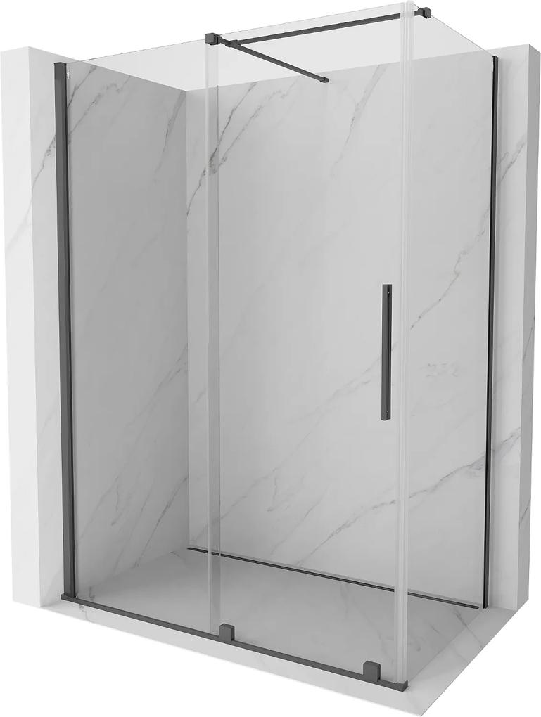 Mexen Velar, sprchový kút s posuvnými dverami 150(dvere) x 75(stena) cm, 8mm číre sklo, grafitová matná, 871-150-075-01-66