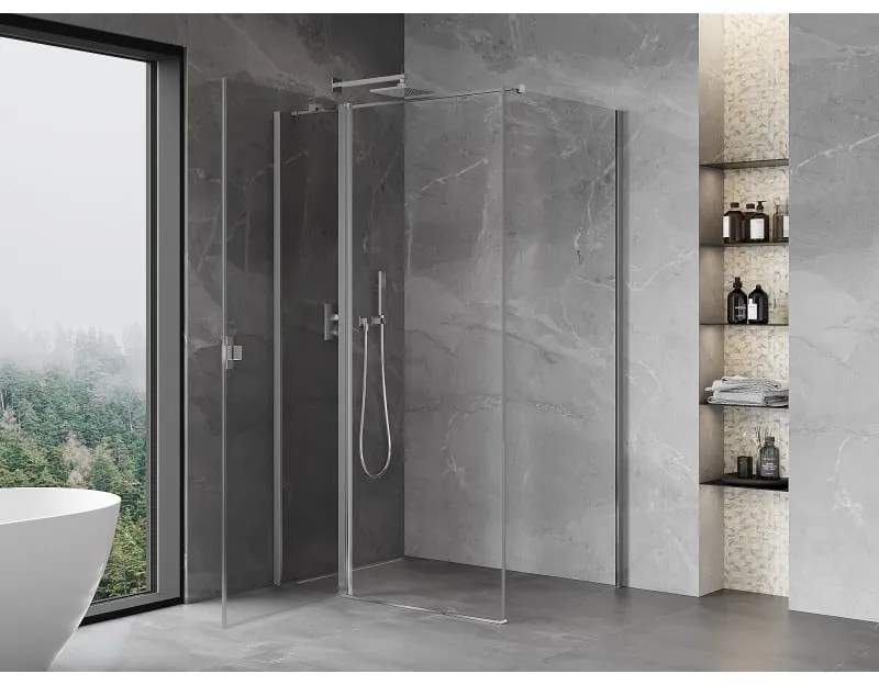 Mexen Mist T, sprchový kút s krídlovými dverami, 105 x 110 cm, 8mm číre sklo, chrómový profil, 8A4T-105-110-01-00