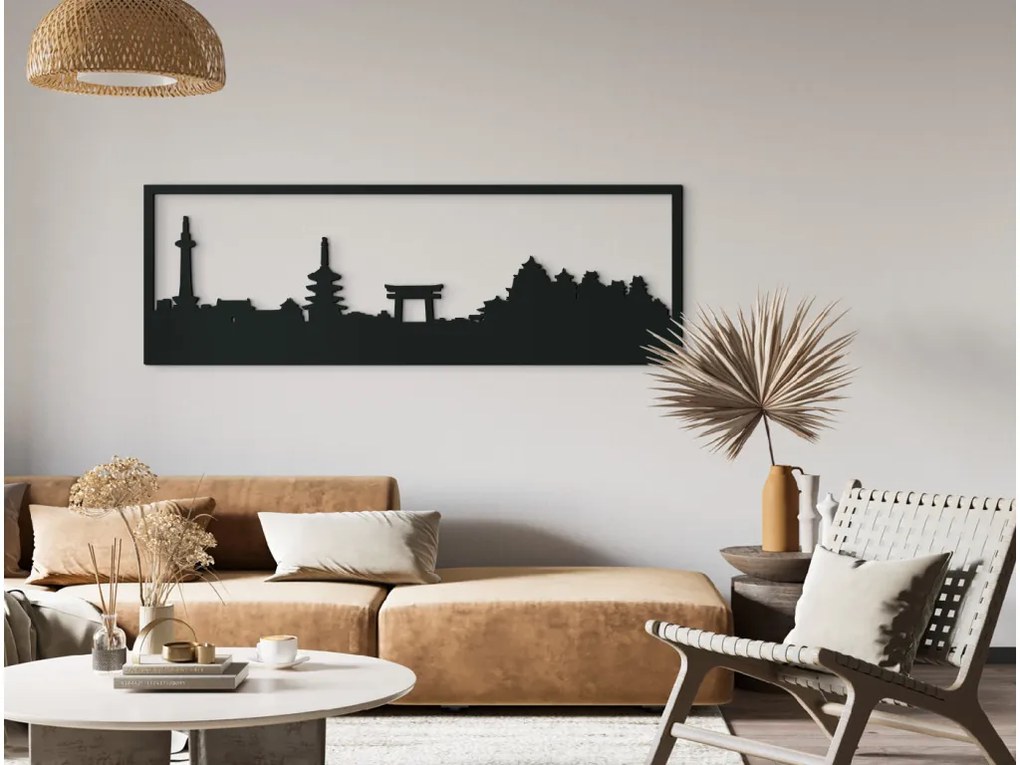 drevko Obraz Kjóto panoráma Rozmer obrazu: 29,5 x 89 cm, Farba dekorácie: Čierna