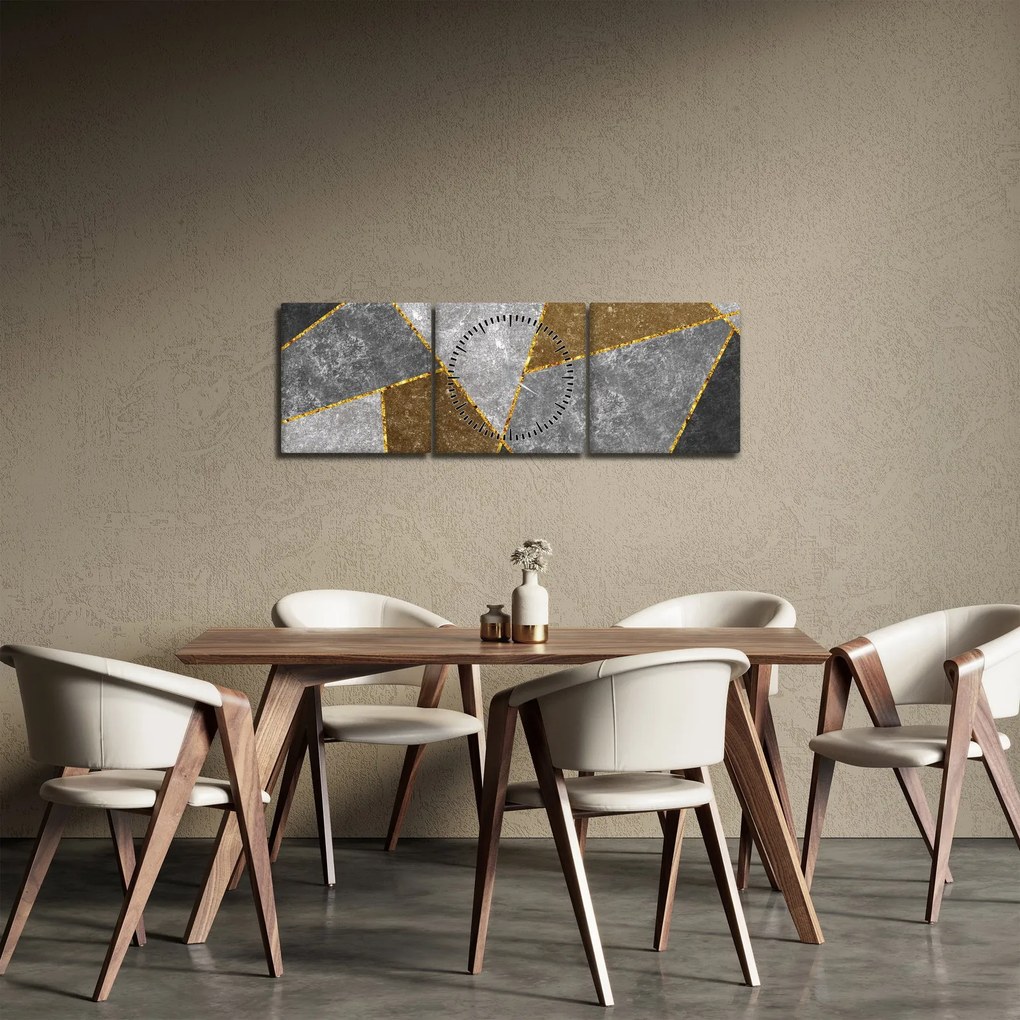 Obraz - Imitácia materiálov (s hodinami) (90x30 cm)