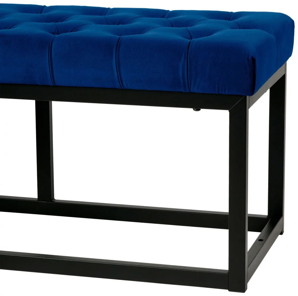 Lavica Polson - zamat, čierny rám 150 cm - Modrá