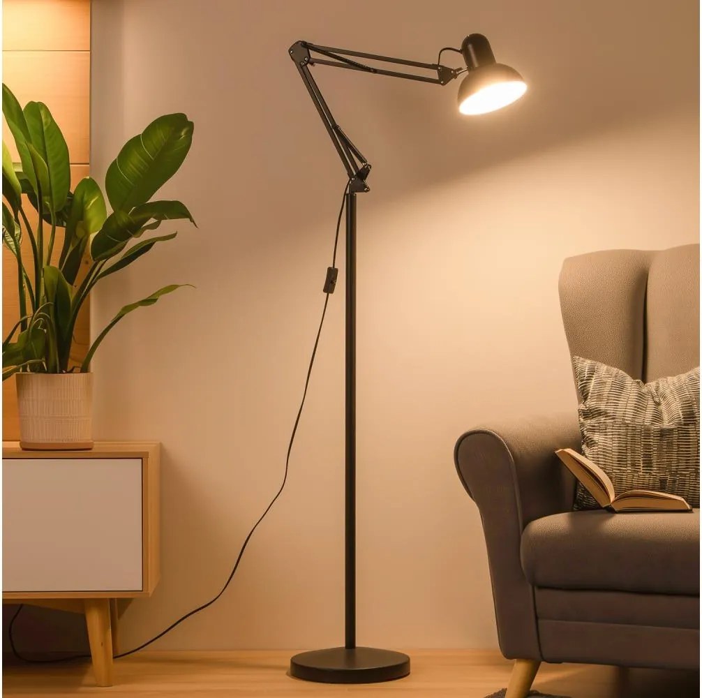 BRILAGI - Flexibilná stojacia lampa TASKER 1xE27/60W/230V 184 cm čierna