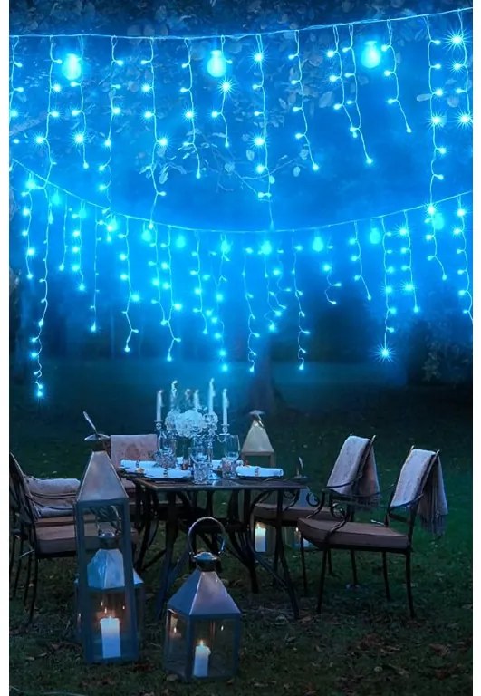 Vianočné svetielka LED záclona FLASH modrá 1000 LED