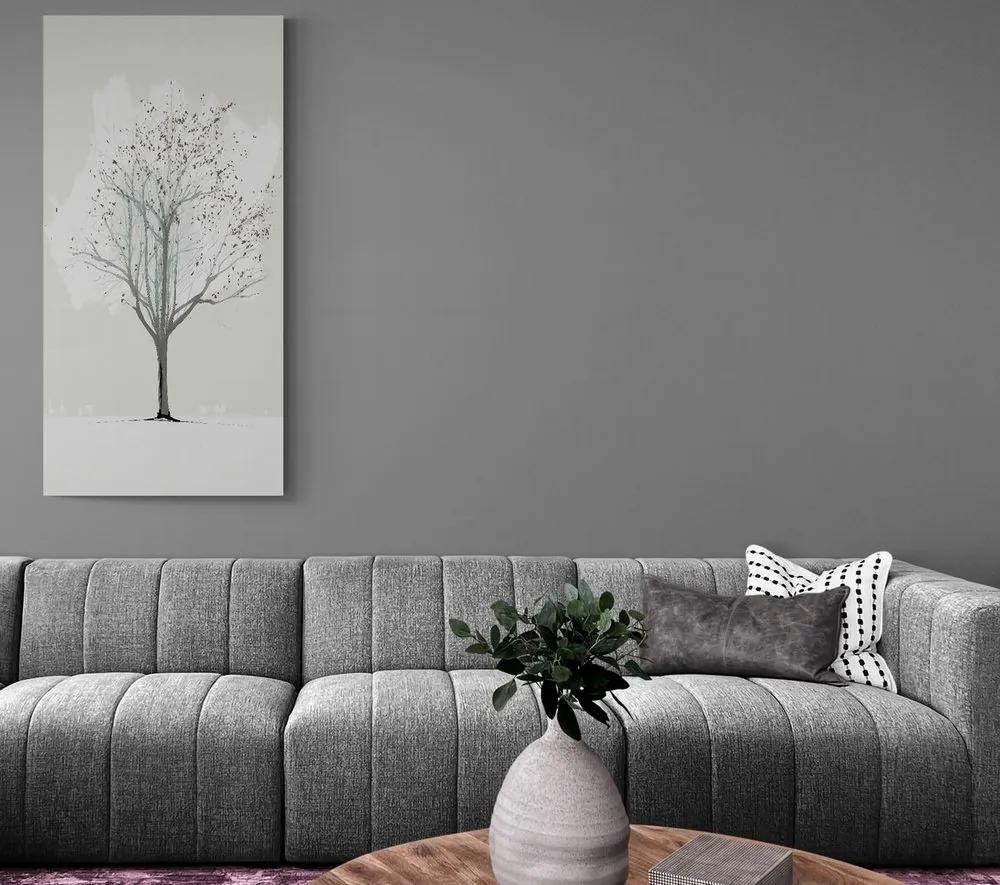 Obraz minimalistický zimný strom - 60x120