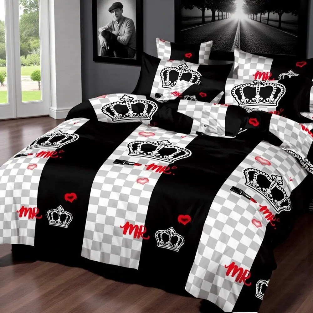 Obliečky CROWN BLACK 7-dielna sada 140x200 cm