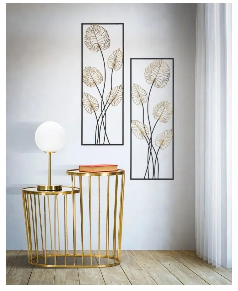 Kovová závesná dekorácia so vzorom listov Mauro Ferretti Luxy -B-, 31 x 90 cm