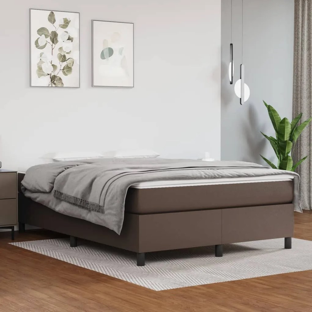 Boxspring posteľ s matracom hnedá 140x200 cm umelá koža 3144611
